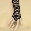 Mesh noir lacet élastique main Bracelet avec alliage bague sertie